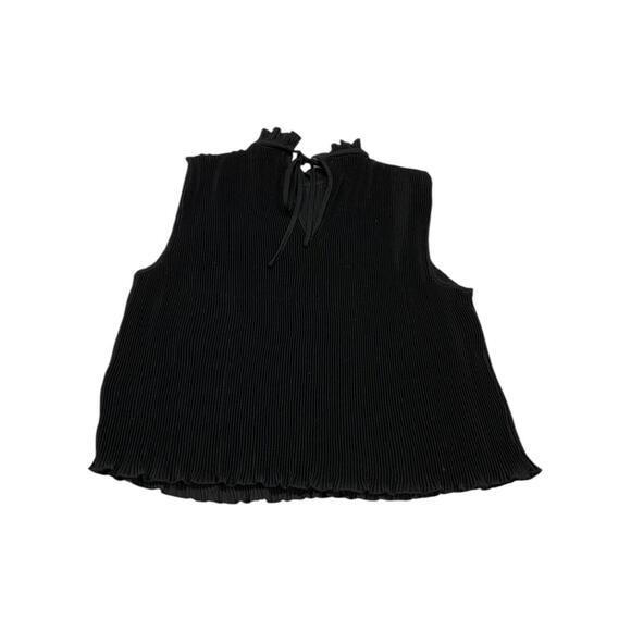 Rachel Zoe Black Sleeveless Mock Neck Ribbed Tie Back Tank Sz Medium Polyester - Picture 8 of 8